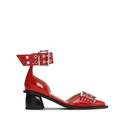 Ganni Buckled Open Cut Pumps