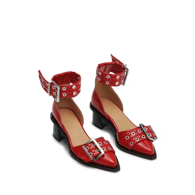 Ganni Buckled Open Cut Pumps