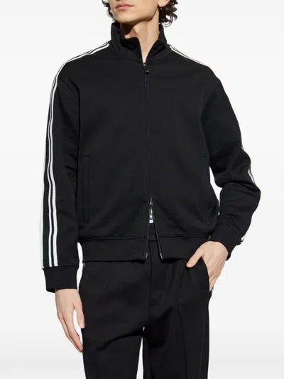 Emporio Armani Zippered High Collar Sweatshirt With Stripe Detailing