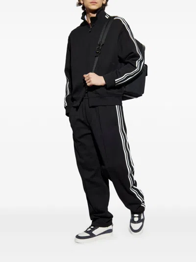 Emporio Armani Zippered High Collar Sweatshirt With Stripe Detailing