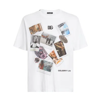 Dolce & Gabbana White Postcard Print Cotton T-shirt