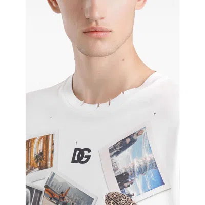 Dolce & Gabbana White Postcard Print Cotton T-shirt