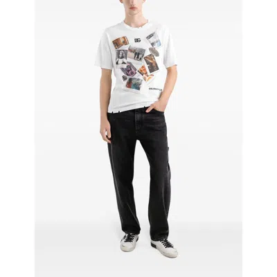 Dolce & Gabbana White Postcard Print Cotton T-shirt