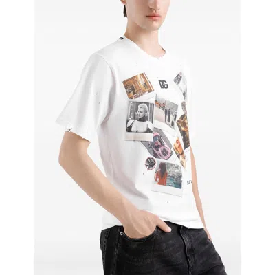 Dolce & Gabbana White Postcard Print Cotton T-shirt