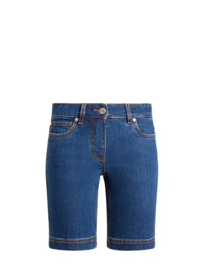 Etro Denim Bermuda Shorts With Embroidered Rear Logo