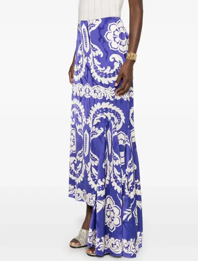 Etro Asymmetric Printed Satin Maxi Skirt