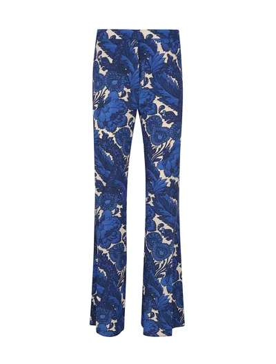 Etro Flared Leg Floral Pattern High Waist Trousers
