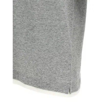 Brunello Cucinelli Silk Polo Sweater With Two-tone Double Layer Detail In Gray