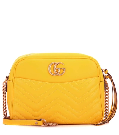 Gucci Gg Marmont Matelassé Leather Shoulder Bag In Yellow Leather