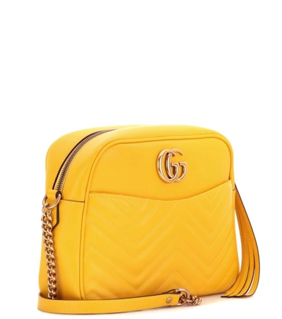 Shop Gucci Gg Marmont Matelassé Leather Shoulder Bag In Yellow