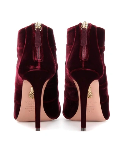 Shop Aquazzura Nasiba 105 Velvet Sandals In Ruly Red