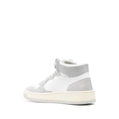 Autry Leather Mid-top Sneakers Contrast Sole In Gray