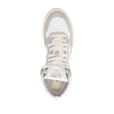 Autry Leather Mid-top Sneakers Contrast Sole In Gray