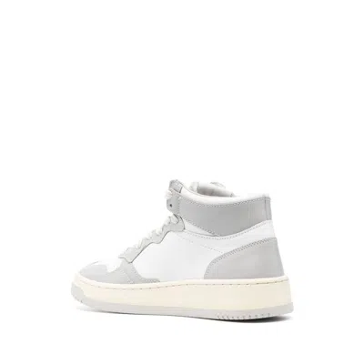Autry Leather Mid-top Sneakers Contrast Sole In Gray