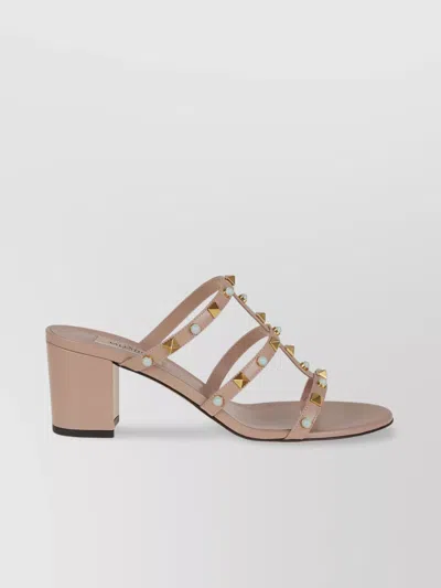 Valentino Garavani Rockstud Leather Sandals In Pink