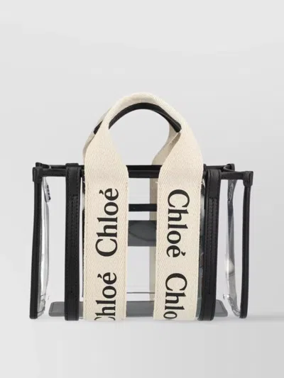 Chloé Chloe Women Two-tone Rubber And Leather Small Woody Shopping Bag In White