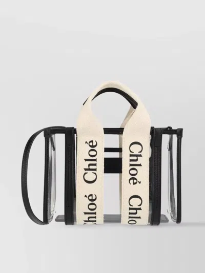 Chloé Chloe Women Two-tone Rubber And Leather Small Woody Shopping Bag In White