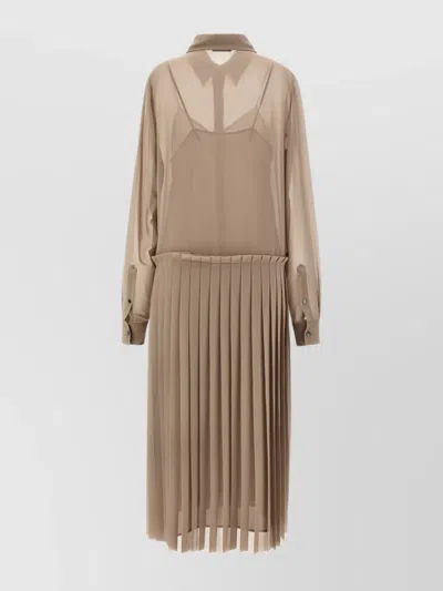 Ami Alexandre Mattiussi Ami Paris 'pleated Midi' Dress In Nude