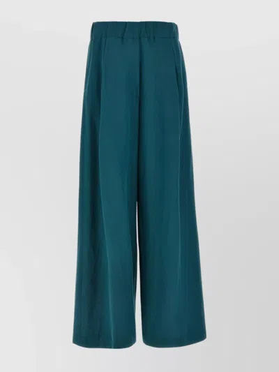 Dries Van Noten Trousers Wide Leg Elastic Waistband In Blue