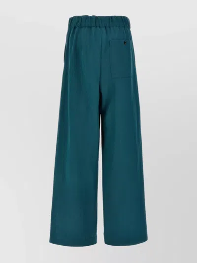 Dries Van Noten Trousers Wide Leg Elastic Waistband In Blue