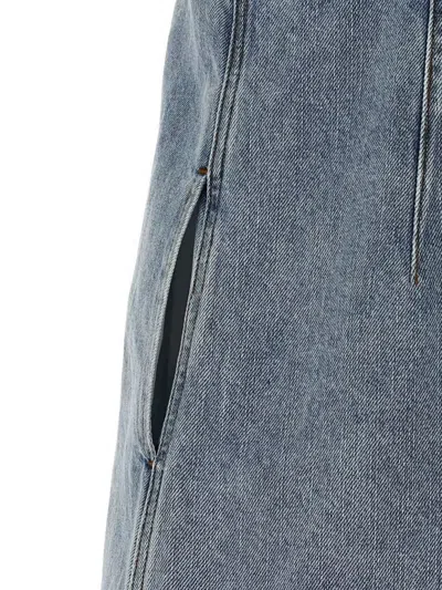 Self-portrait Denim Pearl Mini Dress In Blue