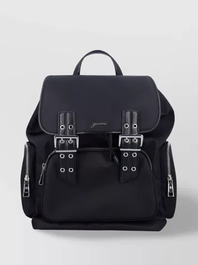 Ganni Bucky Nylon Backpack In Black