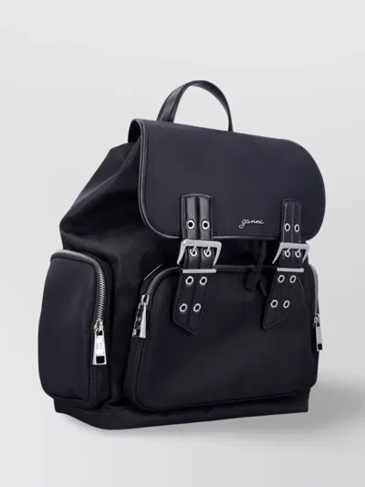 Ganni Bucky Nylon Backpack In Black