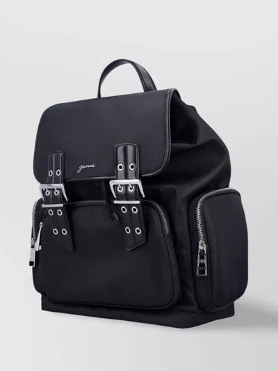 Ganni Bucky Nylon Backpack In Black