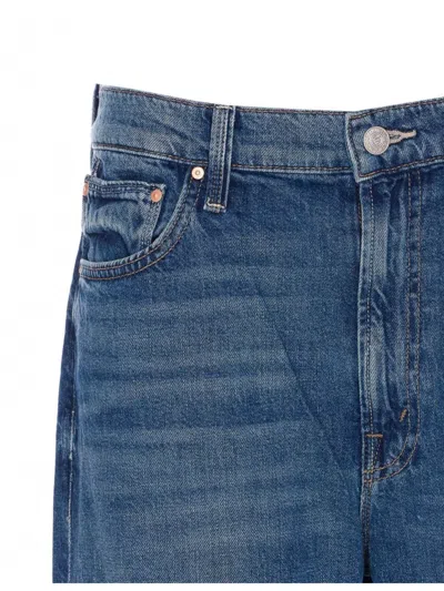 Mother The Swisher Sneak Fray Jeans In Blue