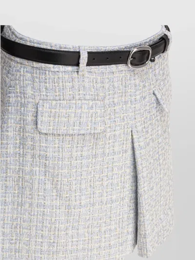 Self-portrait Blue Metallised Fibre Skirt