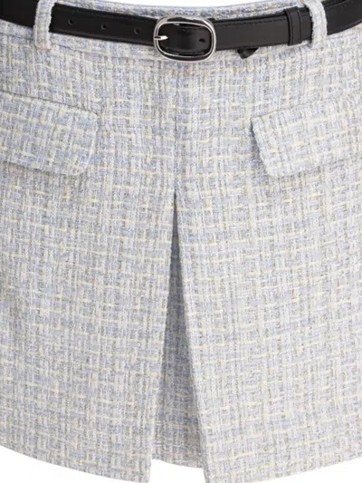 Self-portrait Blue Metallised Fibre Skirt