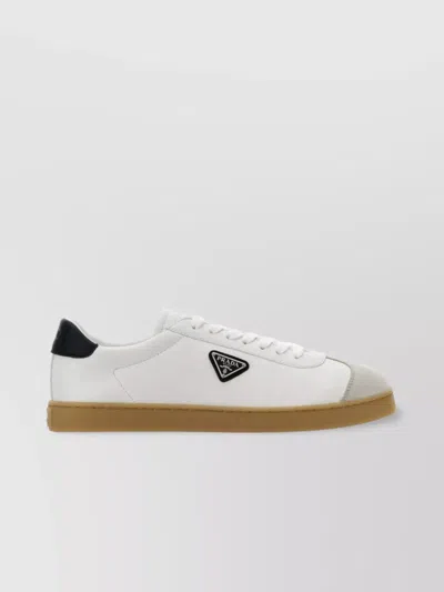 Prada Lane Leather Low-top Sneakers In White