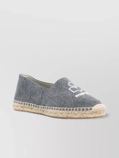 Isabel Marant Textured Grey Slip-on Sneakers With Jute-wrapped Midsole