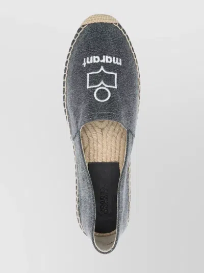 Isabel Marant Textured Grey Slip-on Sneakers With Jute-wrapped Midsole