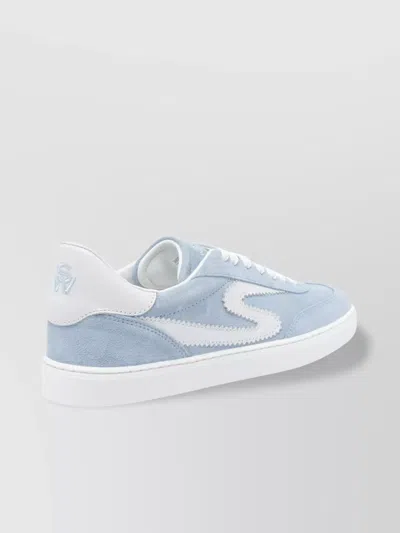 Stuart Weitzman Low Top Runaround Sneakers With Suede Finish In Blue