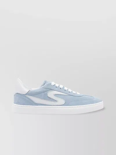 Stuart Weitzman Low Top Runaround Sneakers With Suede Finish In Blue