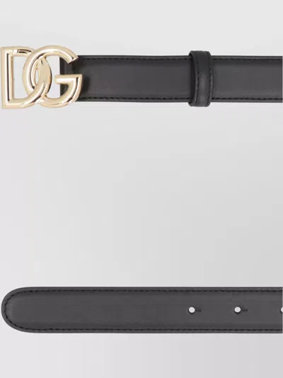 Dolce & Gabbana Black Belt With Logo Buckle In Black