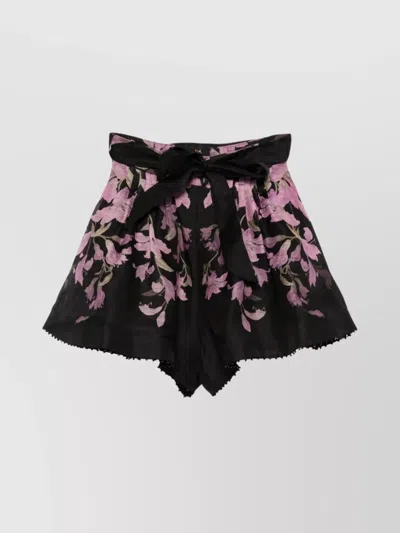 Zimmermann Dawning Pleated Linen & Silk Shorts In Black