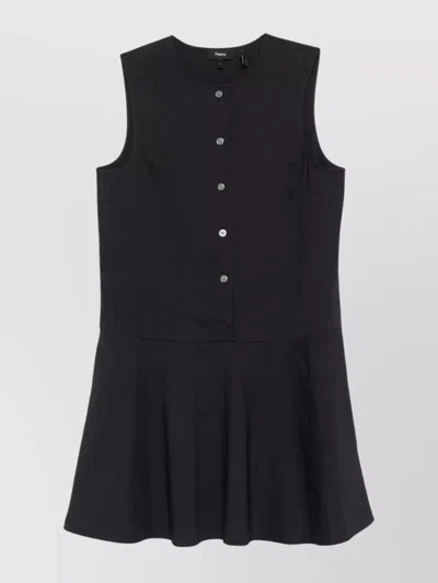 Theory Sleeveless Linen Blend Minidress In Black