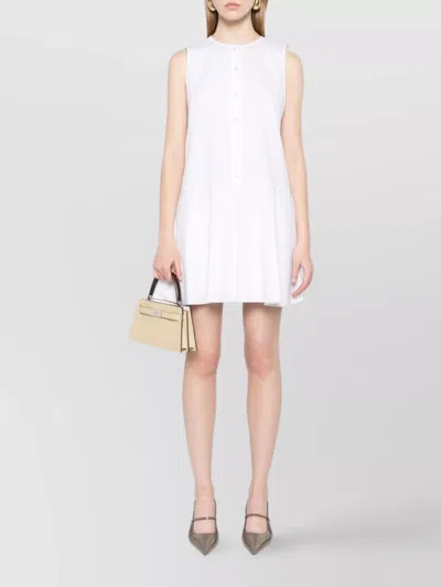 Theory Mini Dress With Crew Neck And Flared Skirt In White