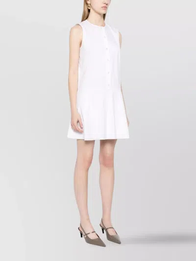 Theory Mini Dress With Crew Neck And Flared Skirt In White