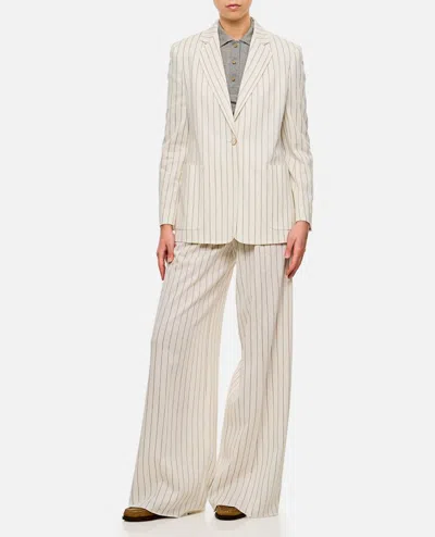 Max Mara Embroidered Stripes Cotton Blend Blazer In Neutral