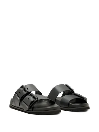 Allsaints Sian Leather Buckle Sandals In Black