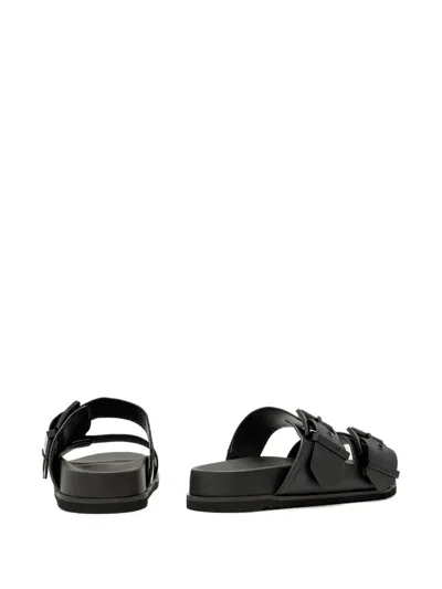 Allsaints Sian Leather Buckle Sandals In Black
