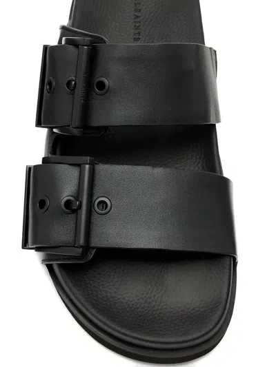 Allsaints Sian Leather Buckle Sandals In Black