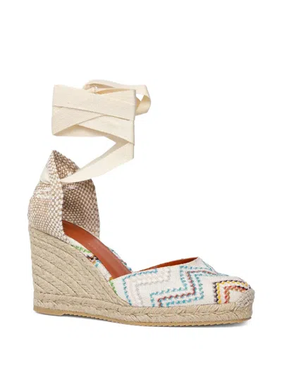 Missoni Eva 80 Zigzag Wedge Espadrilles In Neutrals