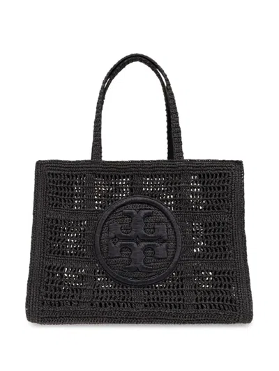 Tory Burch Large Ella Crochet Tote Bag In Black