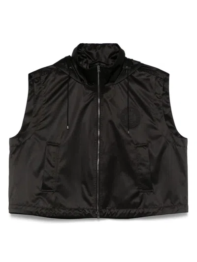 Fendi Hooded Zipped Vest In Black