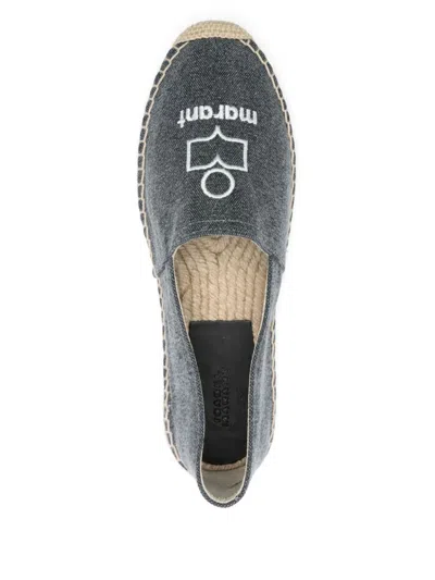 Isabel Marant Textured Grey Slip-on Sneakers With Jute-wrapped Midsole In Black