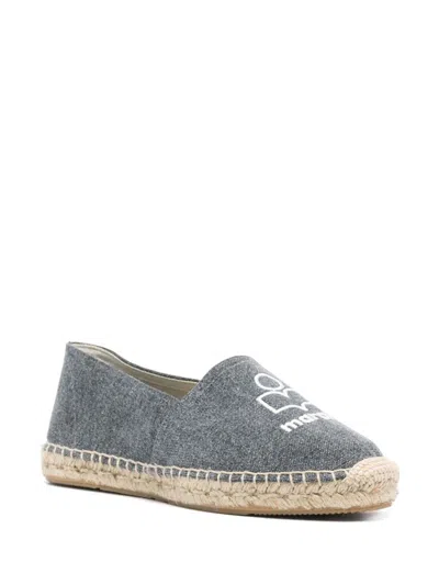 Isabel Marant Textured Grey Slip-on Sneakers With Jute-wrapped Midsole In Black